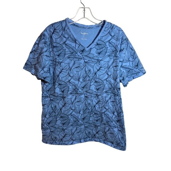 Goodfellow & Co Other - Goodfellow & Co Mens Blue Leaf Print V Neck T Shirt Size L
